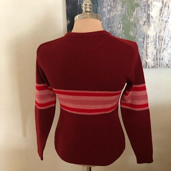 Demetre 100% Wool Striped Crew Neck Knit Sweater Women's Size M Large Multicolor - Picture 2 of 8